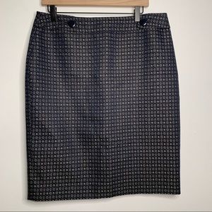 Ann Taylor Dark Blue Patterned Skirt
